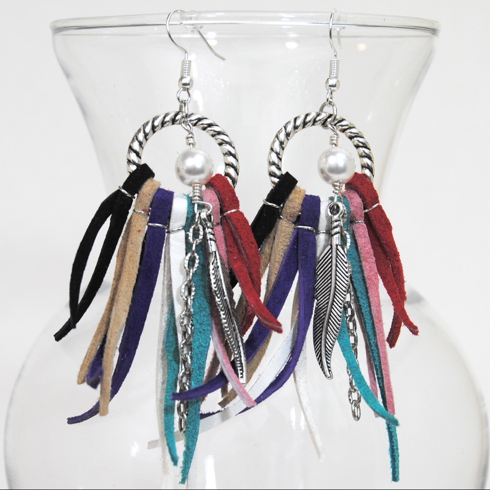 Serape inspired fringe hoop earrings - Picture 1 of 1